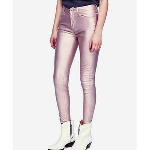 FREE PEOPLE metallic faux leather skinny jeans